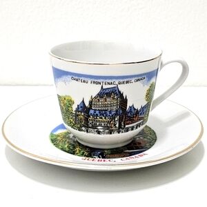 Chateau Frontenac Quebec Souvenir Porcelain Mini Tea Cup & Saucer
